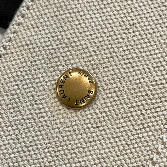 NWT Saint Laurent Universite North South Foldable Tote Bag Canvas Smooth Leather - Picture 3 of 16